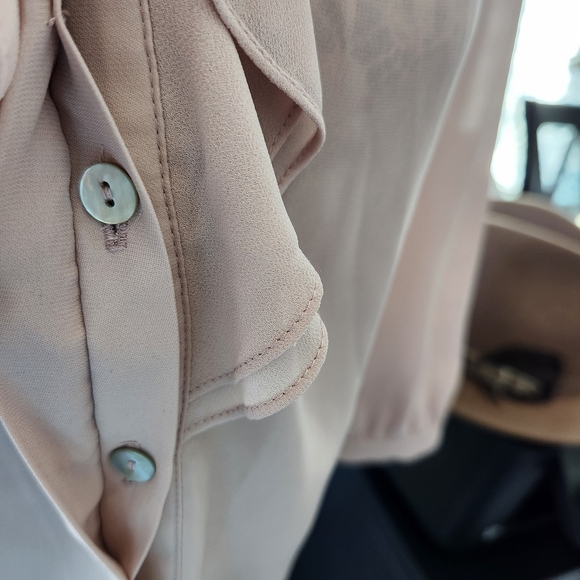 Dynamite Light Pink Ruffle Button Down Shirt - Picture 3 of 4